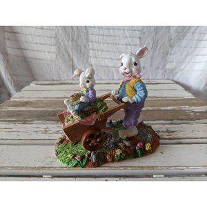Easter bunny rabbit decor wheelbarrow‎ spring villa